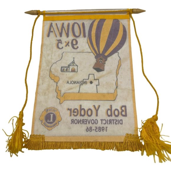 1985 / 1986 Lions Club International Banner Iowa Indianola Bob Yoder - Picture 4 of 5